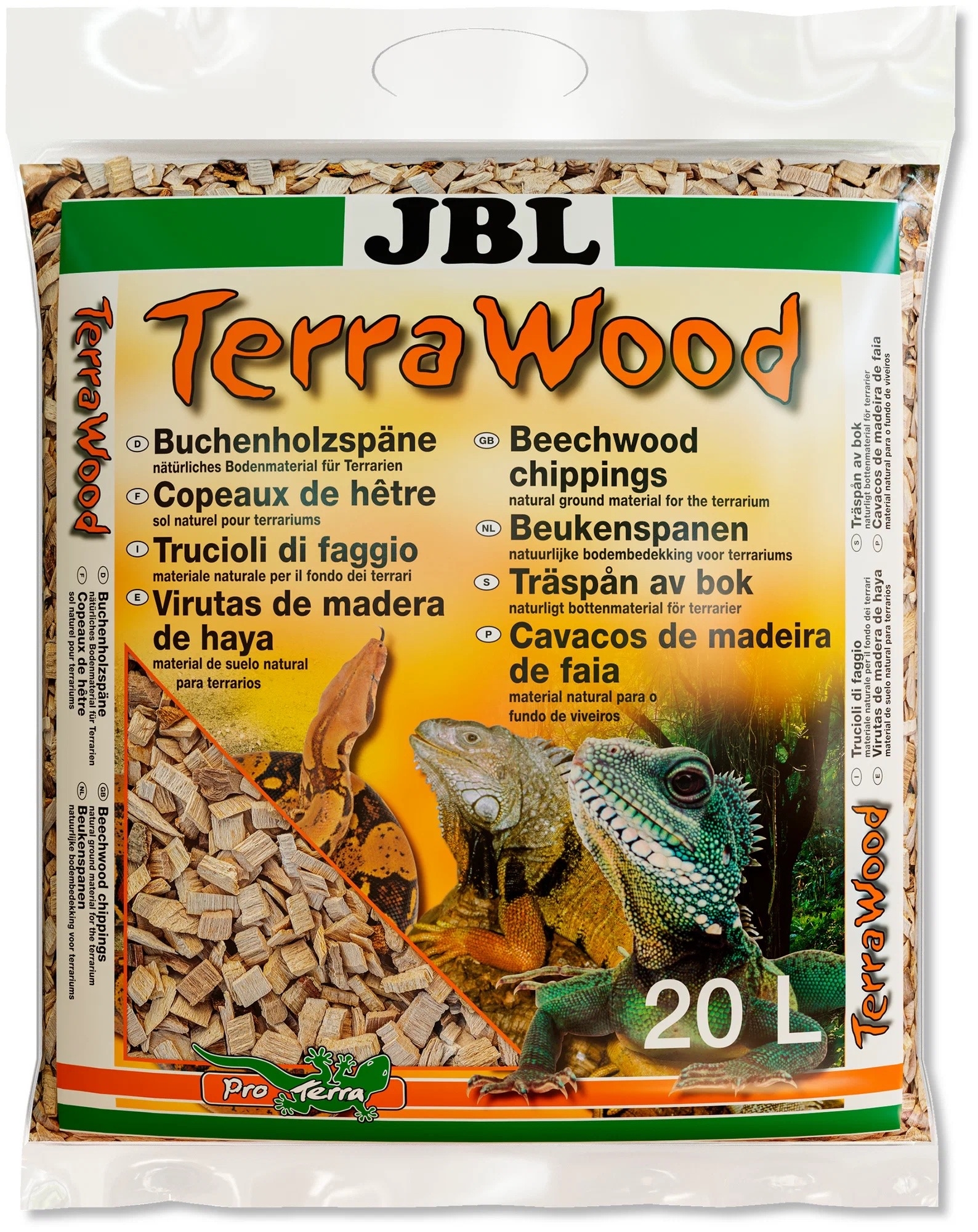 Натуральный субстрат - JBL TerraWood - из щепы бука для сухих и полусухих террариумов, 20 л
