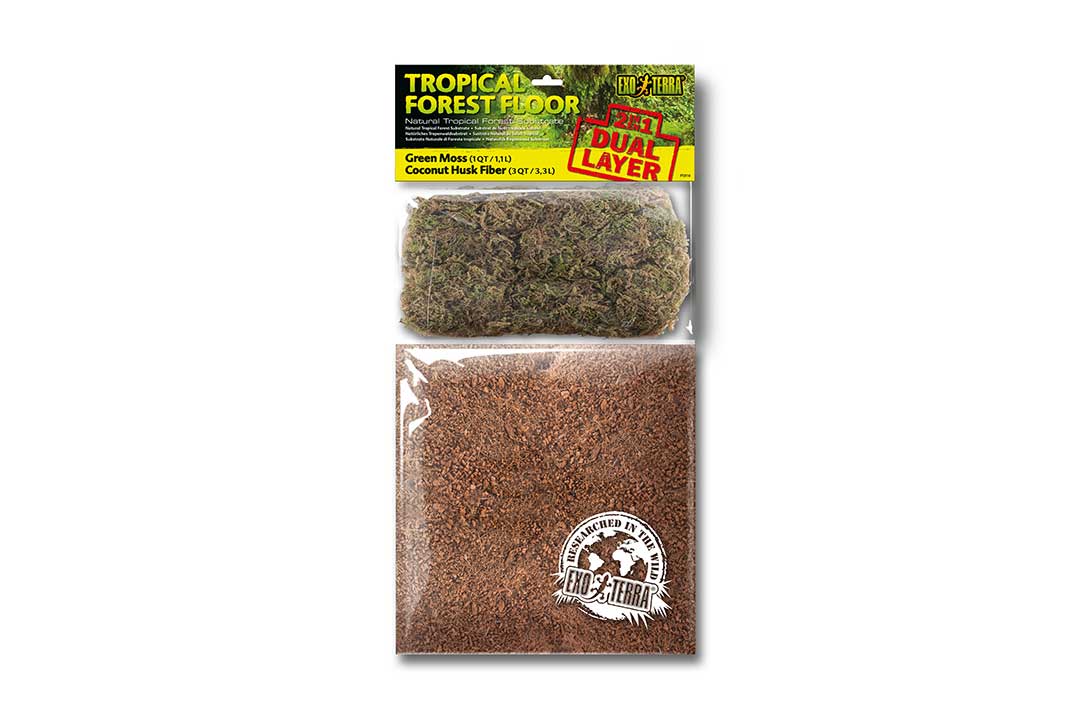 Грунт для террариума - Exo Terra Tropical Forest Floor 2в1 - зеленый мох и волокно шелухи кокоса (1,1 + 3,3 л)